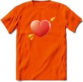 Valentijn Hart T-Shirt | Grappig Valentijnsdag Cadeautje voor Hem en Haar | Dames - Heren - Unisex | Kleding Cadeau | - Oranje - XL