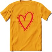 Valentijn Hart T-Shirt | Grappig Valentijnsdag Cadeautje voor Hem en Haar | Dames - Heren - Unisex | Kleding Cadeau | - Geel - XL