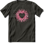 Valentijn Hart T-Shirt | Grappig Valentijnsdag Cadeautje voor Hem en Haar | Dames - Heren - Unisex | Kleding Cadeau | - Donker Grijs - L