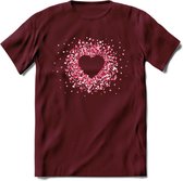 Valentijn Hart T-Shirt | Grappig Valentijnsdag Cadeautje voor Hem en Haar | Dames - Heren - Unisex | Kleding Cadeau | - Burgundy - XXL