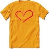 Valentijn Hart T-Shirt | Grappig Valentijnsdag Cadeautje voor Hem en Haar | Dames - Heren - Unisex | Kleding Cadeau | - Geel - 3XL