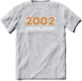 2002 Limited Edition T-Shirt | Goud - Zilver | Grappig Verjaardag en Feest Cadeau Shirt | Dames - Heren - Unisex | Tshirt Kleding Kado | - Licht Grijs - Gemaleerd - M