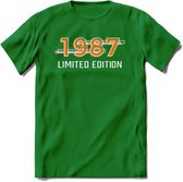 1987 Limited Edition T-Shirt | Goud - Zilver | Grappig Verjaardag en Feest Cadeau Shirt | Dames - Heren - Unisex | Tshirt Kleding Kado | - Donker Groen - M