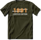 1991 Limited Edition T-Shirt | Goud - Zilver | Grappig Verjaardag en Feest Cadeau Shirt | Dames - Heren - Unisex | Tshirt Kleding Kado | - Leger Groen - XXL