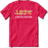1974 Limited Edition T-Shirt | Goud - Zilver | Grappig Verjaardag en Feest Cadeau Shirt | Dames - Heren - Unisex | Tshirt Kleding Kado | - Roze - XL