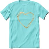 Valentijn Goud Hart T-Shirt | Grappig Valentijnsdag Cadeautje voor Hem en Haar | Dames - Heren - Unisex | Kleding Cadeau | - Licht Blauw - M