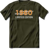1960 Limited Edition T-Shirt | Goud - Zilver | Grappig Verjaardag en Feest Cadeau Shirt | Dames - Heren - Unisex | Tshirt Kleding Kado | - Leger Groen - XL