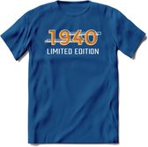 1940 Limited Edition T-Shirt | Goud - Zilver | Grappig Verjaardag en Feest Cadeau Shirt | Dames - Heren - Unisex | Tshirt Kleding Kado | - Donker Blauw - XXL