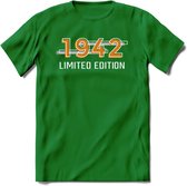 1942 Limited Edition T-Shirt | Goud - Zilver | Grappig Verjaardag en Feest Cadeau Shirt | Dames - Heren - Unisex | Tshirt Kleding Kado | - Donker Groen - L