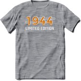 1944 Limited Edition T-Shirt | Goud - Zilver | Grappig Verjaardag en Feest Cadeau Shirt | Dames - Heren - Unisex | Tshirt Kleding Kado | - Donker Grijs - Gemaleerd - XXL