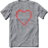 Valentijn Hart T-Shirt | Grappig Valentijnsdag Cadeautje voor Hem en Haar | Dames - Heren - Unisex | Kleding Cadeau | - Donker Grijs - Gemaleerd - S