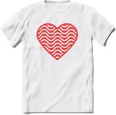 Valentijn Hart T-Shirt | Grappig Valentijnsdag Cadeautje voor Hem en Haar | Dames - Heren - Unisex | Kleding Cadeau | - Wit - S