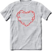 Valentijn Hart T-Shirt | Grappig Valentijnsdag Cadeautje voor Hem en Haar | Dames - Heren - Unisex | Kleding Cadeau | - Licht Grijs - Gemaleerd - L