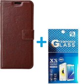 LuxeBass Boekhoesje en 2x Screenprotector geschikt voor iPhone 13 Pro -  Bruin - telefoonhoes - gsm hoes - telefoonhoesjes