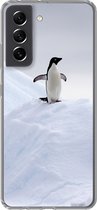 Geschikt voor Samsung Galaxy S21 FE hoesje - Pinguïn - IJs - Winter - Siliconen Telefoonhoesje