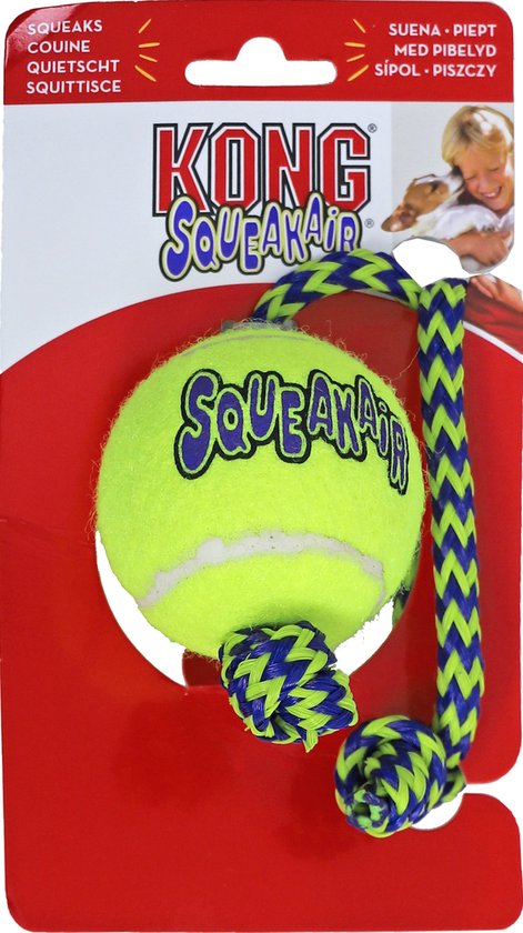 Kong hond Squeakair tennisbal met piep en touw, medium – 6,5 x 6,5 x 51,5cm