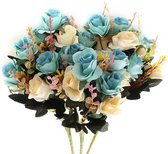 Kunstbloemen, kunstbloemen als echte zijden bloemen decoratie kunstbloemen decoratie bloemenboeket kunstmatige bloemstukken (blauw) - Valentijn cadeautje