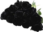 Rui Fiori 12 stuks kunstrozen, 19,7 inch Single Long Stem zijden bloemen realistische rozenboeket voor thuis, bruiloft, feest, kantoor, decoratie (zwart) - Valentijn cadeautje