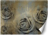 Trend24 - Behang - Gouden Rozen - Behangpapier - Fotobehang Bloemen - Behang Woonkamer - 350x245 cm - Incl. behanglijm