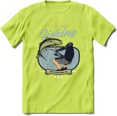 Fishing - Vissen T-Shirt | Grappig Verjaardag Vis Hobby Cadeau Shirt | Dames - Heren - Unisex | Tshirt Hengelsport Kleding Kado - Groen - L