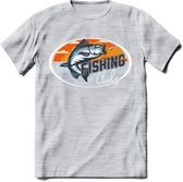 Fishing - Vissen T-Shirt | Grappig Verjaardag Vis Hobby Cadeau Shirt | Dames - Heren - Unisex | Tshirt Hengelsport Kleding Kado - Licht Grijs - Gemaleerd - M