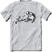 Lets Go Fishing - Vissen T-Shirt | Grappig Verjaardag Vis Hobby Cadeau Shirt | Dames - Heren - Unisex | Tshirt Hengelsport Kleding Kado - Licht Grijs - Gemaleerd - M