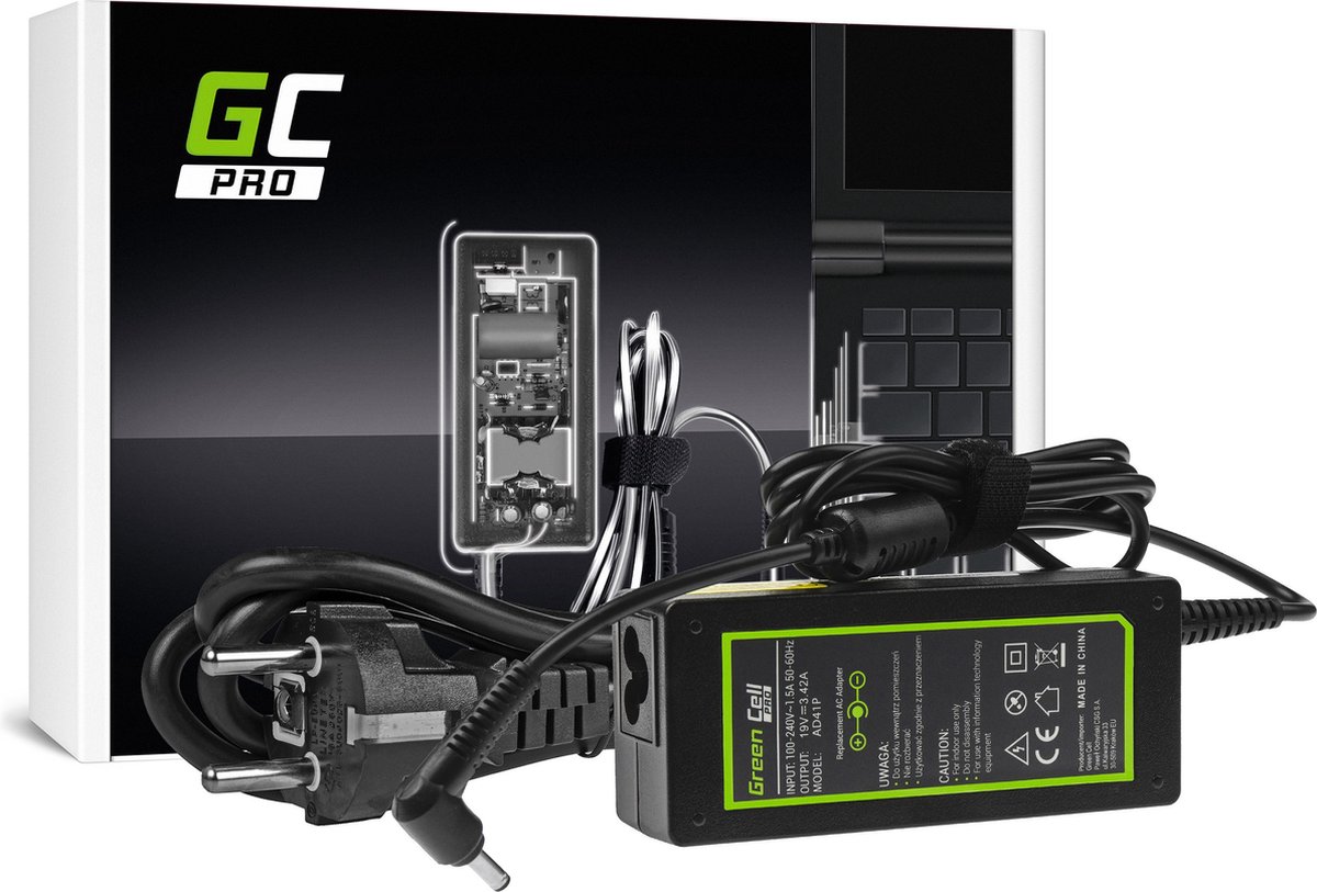GREEN CELL AC Adapter PRO 19V 3.42A 65W voor Asus F553 F553M F553MA R540L R540S X540S X553 X553M X553MA ZenBook UX303L