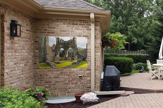 Affiche de jardin Ruines du vieux château au Pays de Galles Royaume- VK - 120x80 cm - Jardin