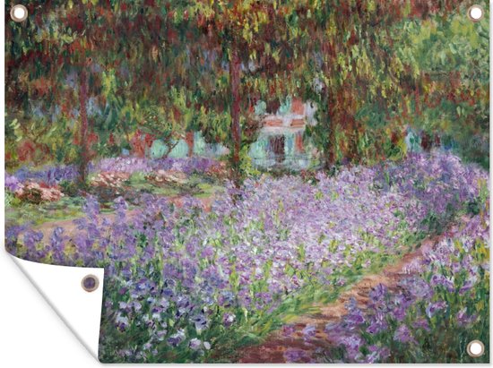 Muurdecoratie buiten De tuin van de kunstenaar te Giverny - Schilderij van Claude Monet - 160x120 cm - Tuindoek - Buitenposter