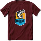 Fishing - Vissen T-Shirt | Grappig Verjaardag Vis Hobby Cadeau Shirt | Dames - Heren - Unisex | Tshirt Hengelsport Kleding Kado - Burgundy - L