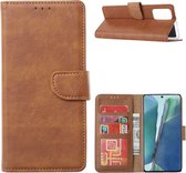 LuxeBass Hoesje geschikt voor Samsung Galaxy Note 20 - Bookcase Bruin - portemonnee hoesje - telefoonhoes - gsm hoes - telefoonhoesjes