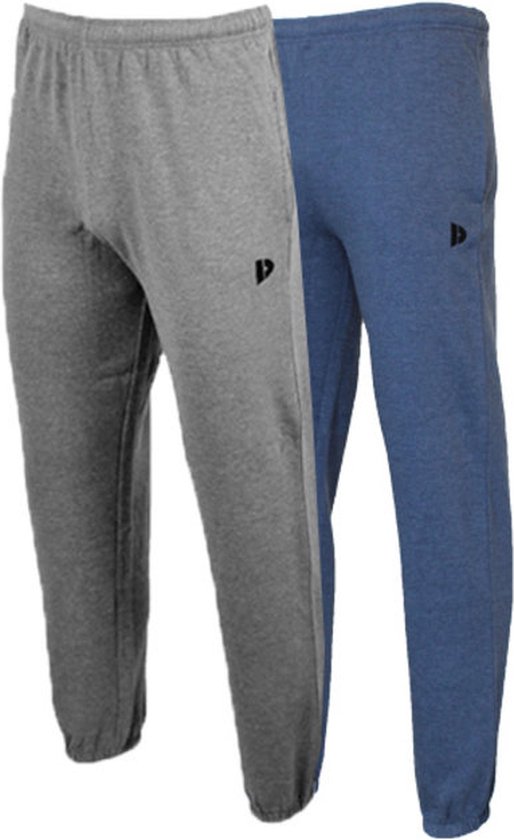 Lot de 2 pantalons de survêtement avec col Donnay - Pantalons de sport - Homme - Taille M - Argent chiné/Bleu foncé chiné