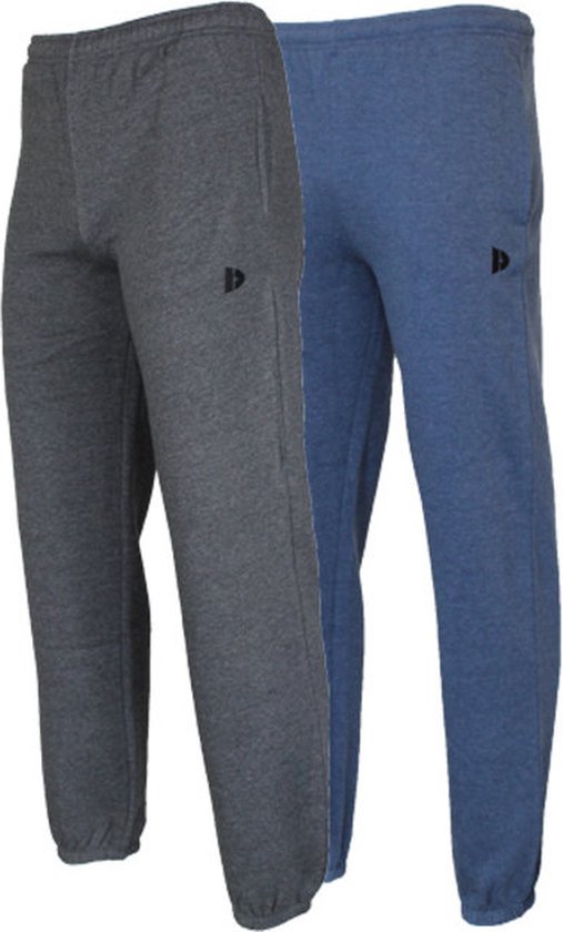 Lot de 2 pantalons de survêtement avec col Donnay - Pantalons de sport - Homme - Taille XXL - Anthracite chiné/Bleu foncé chiné