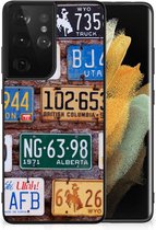 Telefoon Hoesje Geschikt voor Samsung Galaxy S21 Ultra Hippe Hoesjes met Zwarte rand Kentekenplaten
