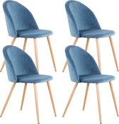 Eetkamerstoelen - Scandinavisch - Set Van 4 - Blauw - Eetkamerstoel - Woonkamerstoel - Dineerstoelen - Tafelstoelen