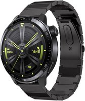 Stalen Smartwatch bandje - Geschikt voor  Huawei Watch GT 3 46mm metalen bandje - zwart - 46mm - Strap-it Horlogeband / Polsband / Armband