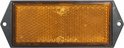 Een enkele oranje vierkante reflector met schroefgaten, 104 x 40 mm.