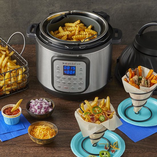 Instant Pot Duo Crisp 7,6L multicooker met airfryer - Snelkoken, sauteren, stomen, slow cook, sous vide, warmhouden, air fry, roosteren, bakken, braden en dehydrateren.
