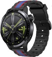 Strap-it Special Edition sport bandje - geschikt voor Huawei Watch GT / GT 2 / GT 3 / GT 3 Pro 46mm / GT 2 Pro / GT Runner / Watch 3 / 3 Pro - zwart/blauw/rood