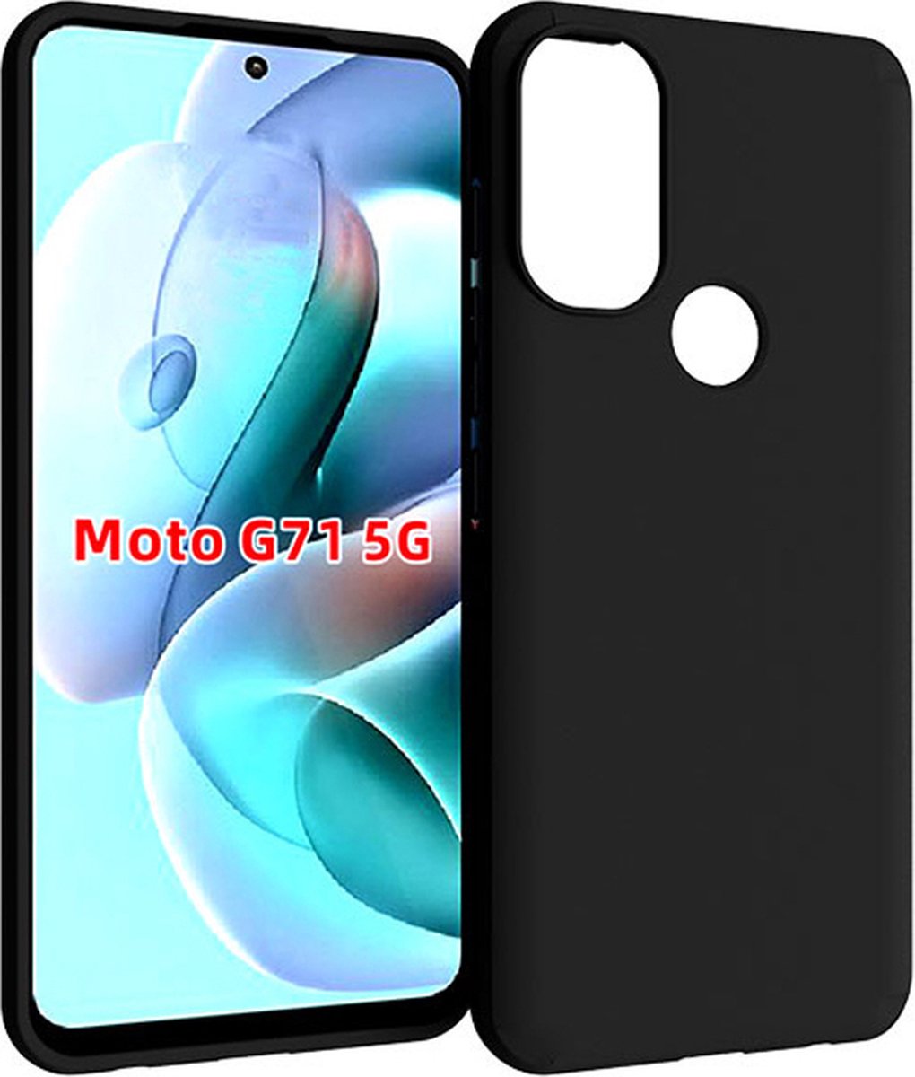 Hoesje Geschikt voor Motorola Moto G71 5G - Zwart Siliconen Case