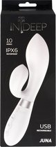 Oplaadbare USB Vibrator - Clitoris Stimulator - 100% Silicone - 2 motoren - 10 standen - Waterdicht (IPX6) - Indeep - Juna - Wit