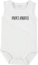 Baby Rompertje met tekst 'Papa's knuffel' | mouwloos l | wit zwart | maat 50/56 | cadeau | Kraamcadeau | Kraamkado