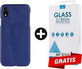 Backcover Slangenprint Fashion Hoesje iPhone XR Blauw - Gratis Screen Protector - Telefoonhoesje - Smartphonehoesje