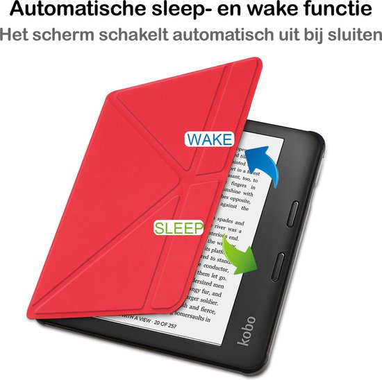 Hoesje Geschikt voor Kobo Sage Hoesje Luxe Bescherm Case Trifold - Hoes Geschikt voor Kobo Sage Hoes Book Cover - Rood van Hoesje  — afbeelding 5