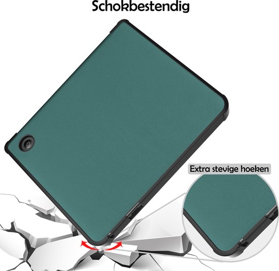 Hoesje Geschikt voor Kobo Sage Hoes Bescherm Hoesje Case Sleep Cover Trifold - Hoes Geschikt voor Kobo Sage Hoesje - Donkergroen van LeukeLeesSpullen — afbeelding 4
