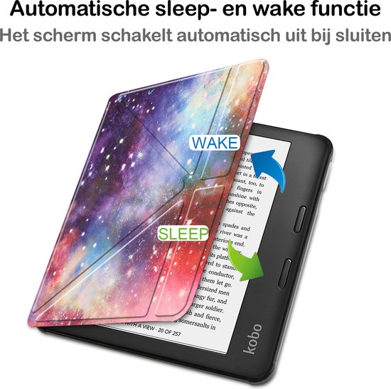 Hoesje Geschikt voor Kobo Sage Hoesje Luxe Bescherm Case Trifold - Hoes Geschikt voor Kobo Sage Hoes Book Cover - Galaxy van Hoesje  — afbeelding 5