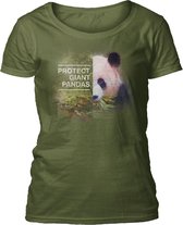 Ladies T-shirt Protect Giant Panda Green S