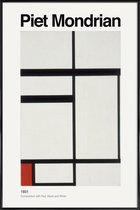 JUNIQE - Poster in kunststof lijst Mondrian - Composition with Red,