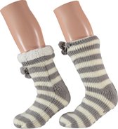 Huissokken dames | Huissok met fake fur | Grijs | Maat 36/41 | Huissok | Huissokken dames | Fluffy sokken | Slofsokken | Huissokken anti slip | Huissokken | Anti slip sokken | Warm