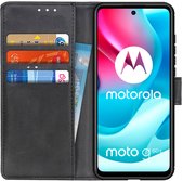 Motorola Moto G60s Hoesje Retro Wallet Book Case Kunstleer Zwart